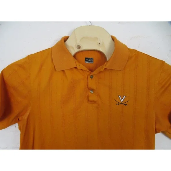 Vtg Virginia Cavaliers Polo Shirt Mens Medium Orange Nike Tiger Woods Golf UVA - Picture 2 of 10